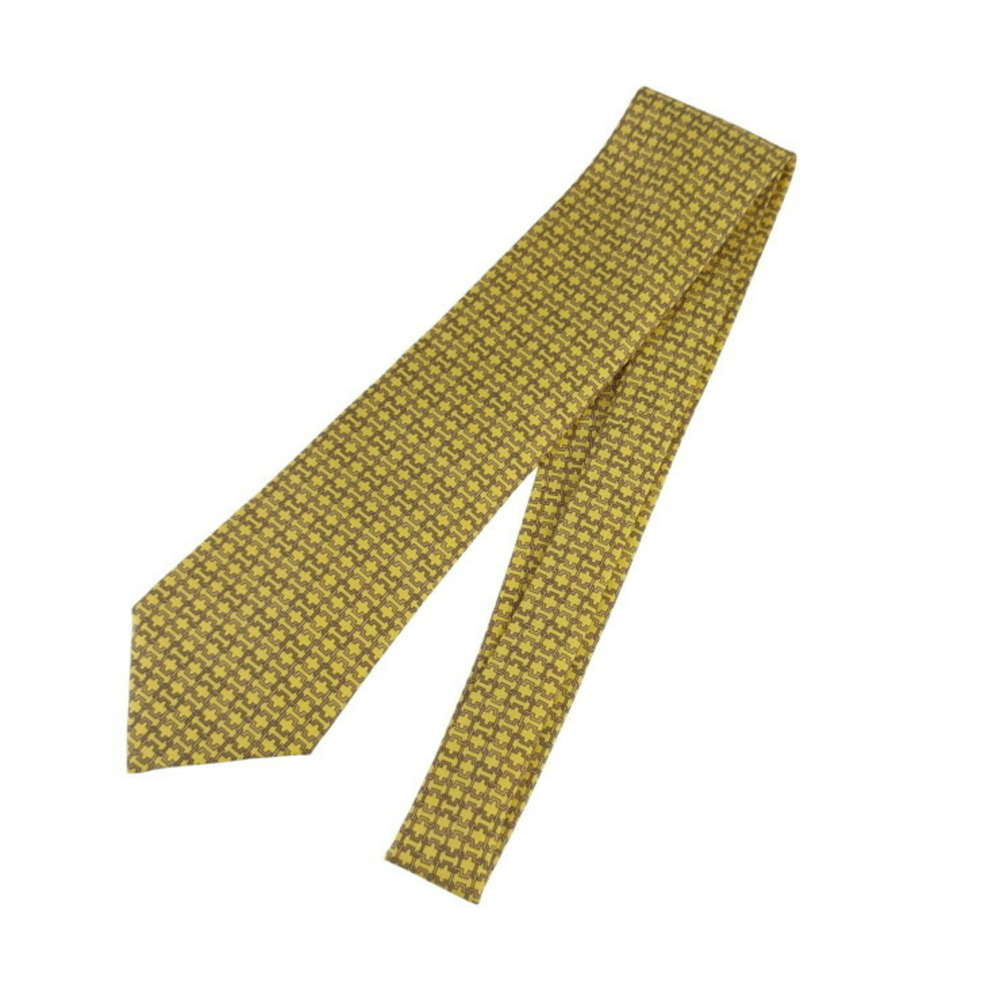HERMES Hermes tie, yellow silk, men's